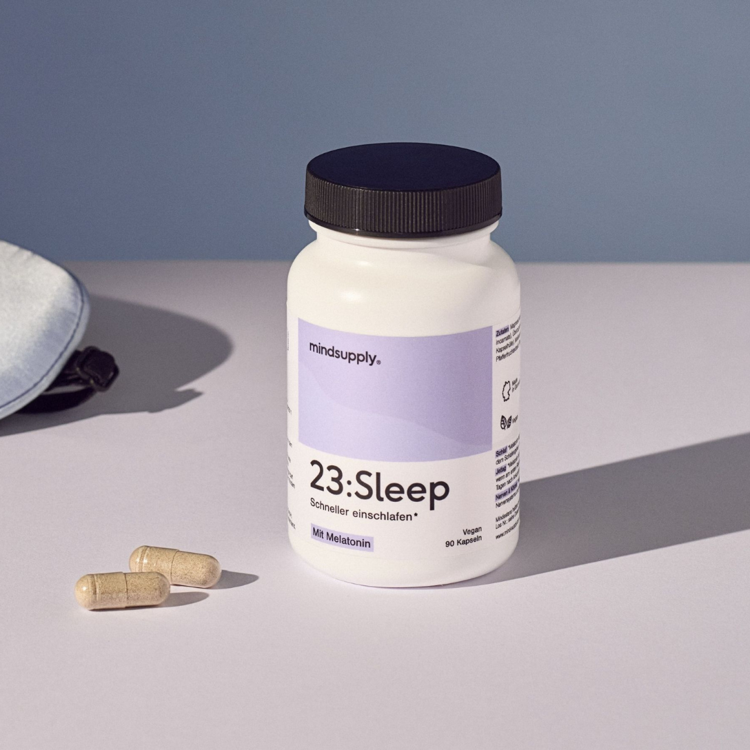 Kapseln und Dose des Nahrungsergänzungsmittels 23:Sleep main